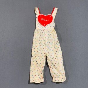 VTG Beeline Fashions Kids Rainbow Red Heart Valen Romper Jumpsuit White Size L